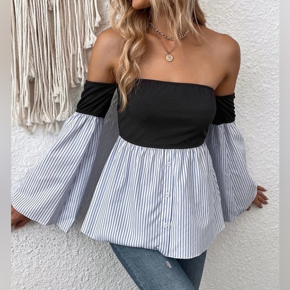 SHEIN Tops - SHEIN | New SHEIN Curve Off The Shoulder Bell Sleeve Top